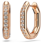 Dextera hoop earrings Octagon shape, Round cut, Small, White, Rose gold-tone plated